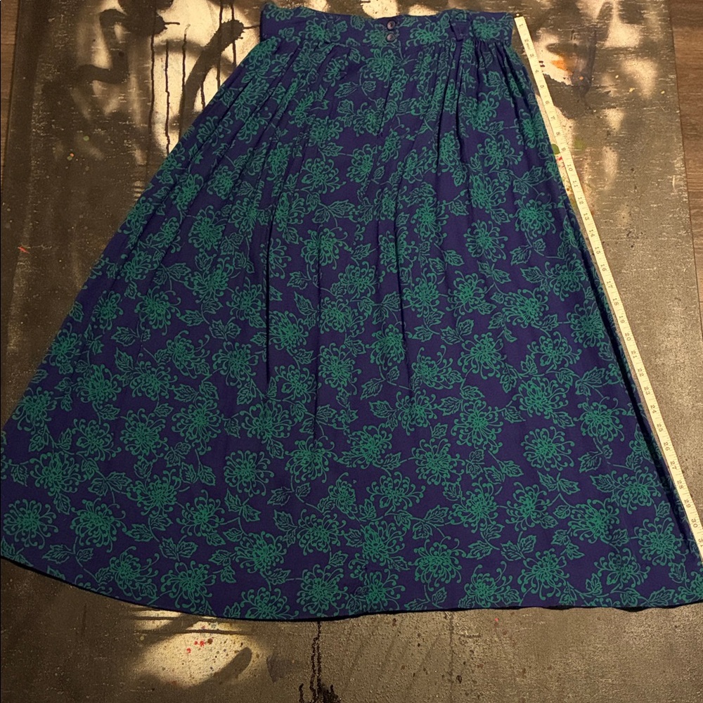 Floral Blue and Green Women's Skirt handmade by gram in 60’s